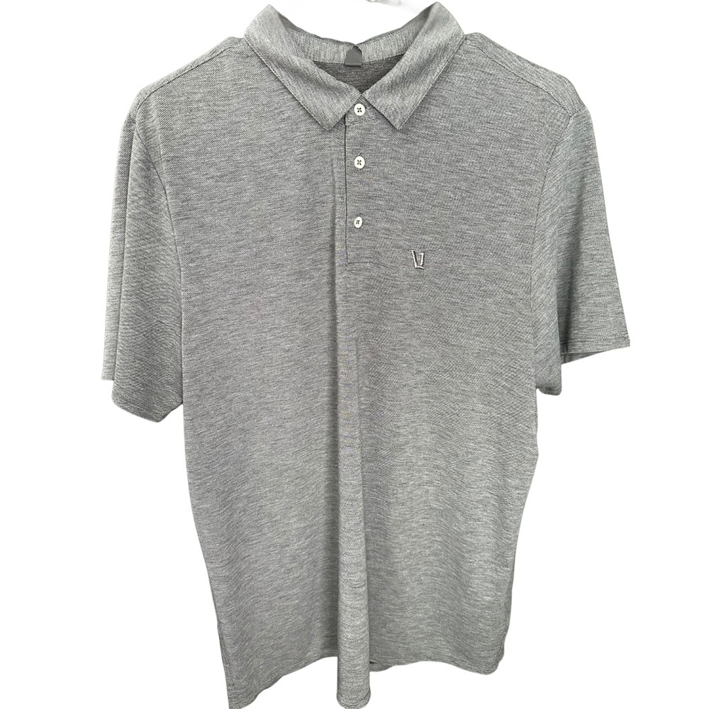 VUORI | Men’s Knit Twill Polo | Heather Gray | Size Large